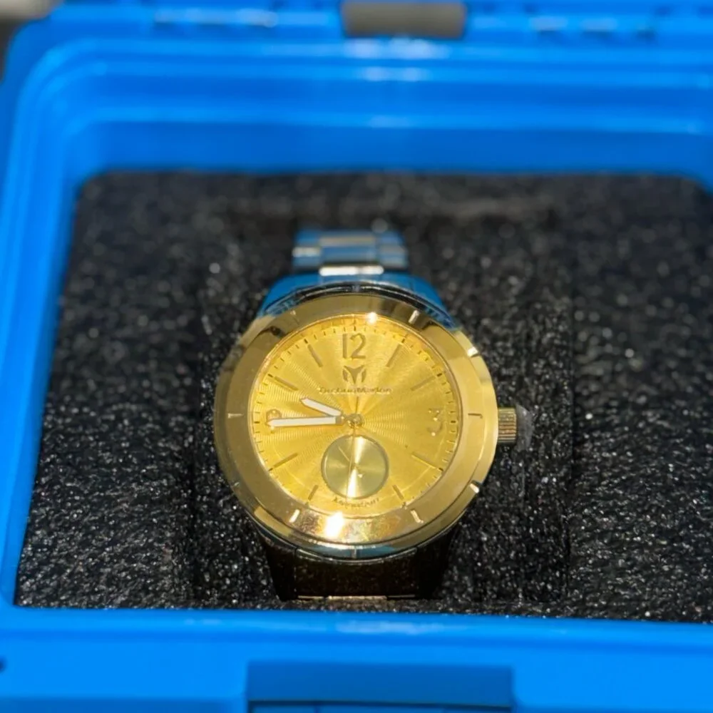 TechnoMarine Moonsun TM-117030 Gold Stainless Steel Watch 42mm NWT Box